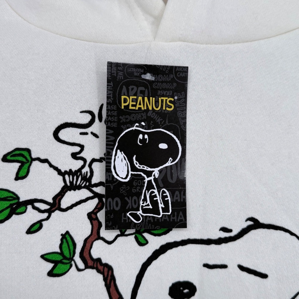 Peanuts Snoopy Gardening Cream Fleece Hooded Sweatshirt Woodstock Large NWT - Picture 4 of 7